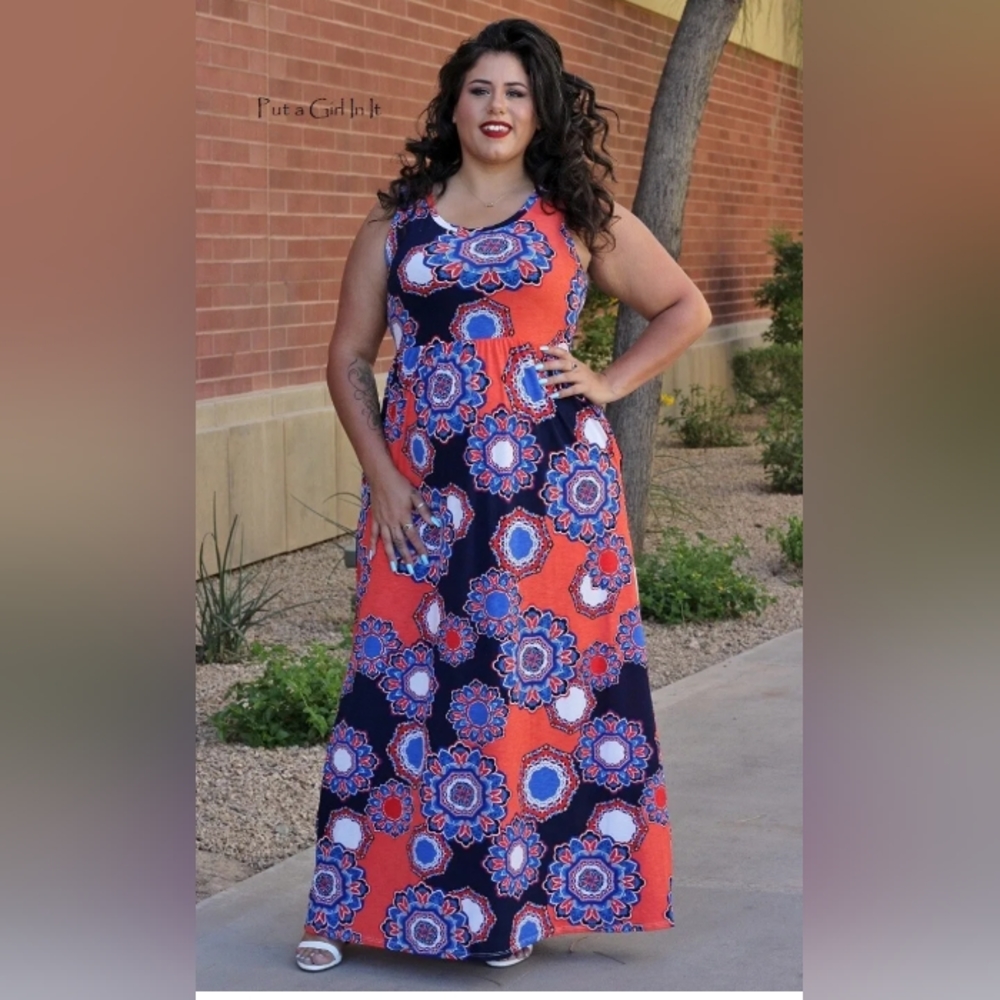 Boho Medallion Maxi Dress NWOT 2x